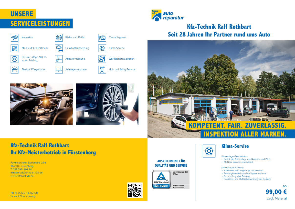 Werkstattprospekt von Kfz-Technik Ralf Rothbart Bild von Werkstattprospekt von Kfz-Technik Ralf Rothbart