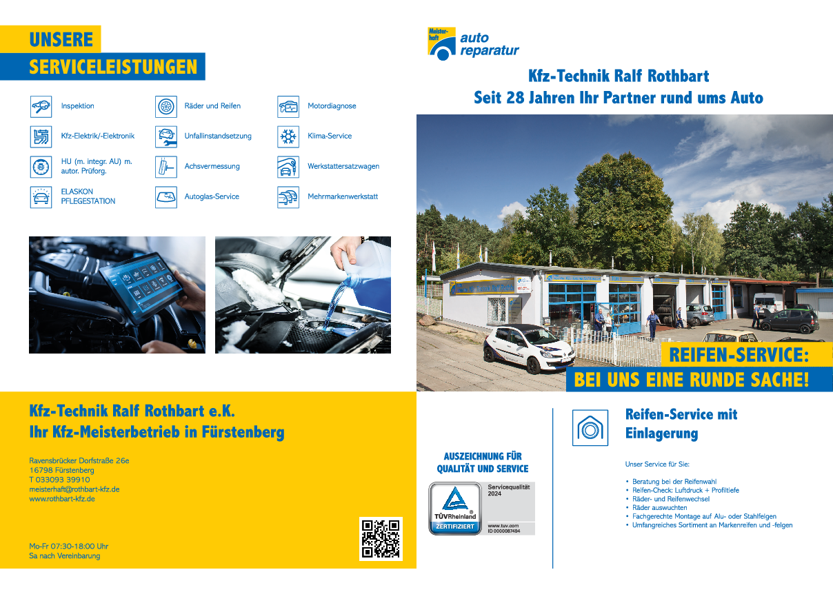 Werkstattprospekt von Kfz-Technik Ralf Rothbart Bild von Werkstattprospekt von Kfz-Technik Ralf Rothbart